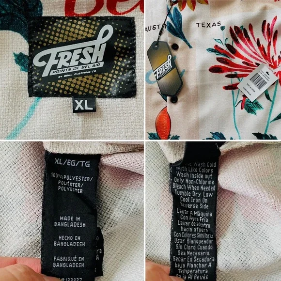 Fresh Postal Vibe Short Sleeve Button Up - Natural/Combo Size XLarge NEW - Picture 8 of 8